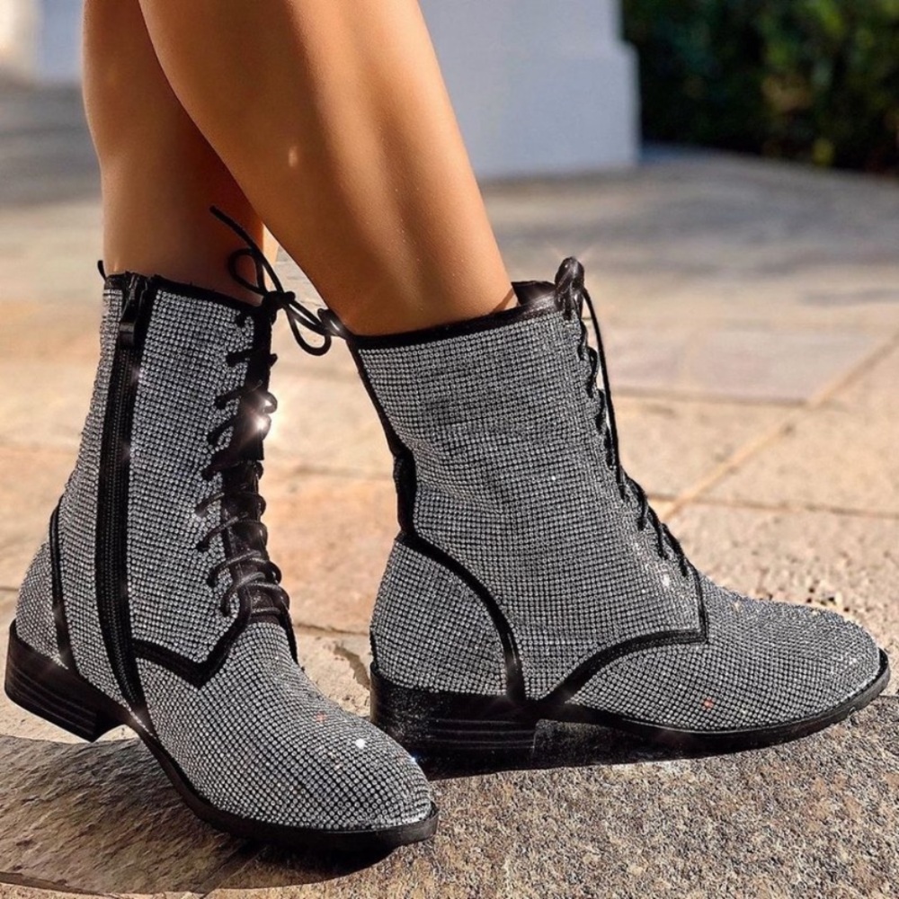 Stylish Black and rhinestone Women's Boots